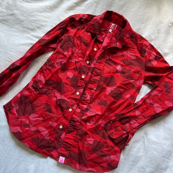 Bape red camo bd shirt XS woman's - Picture 5 of 6